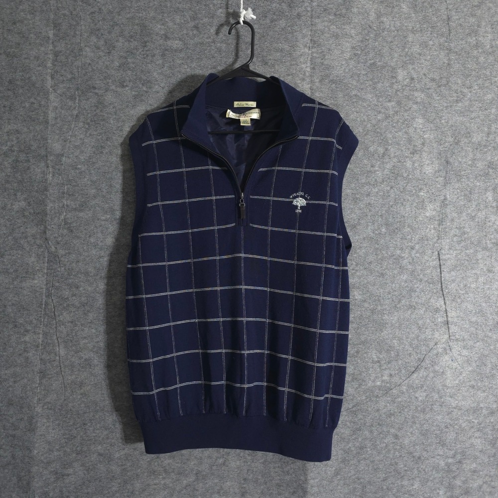 Fairway & Greene Italian Merino Wool Golf Vest Mens L/G Blue  Wykagyl C.C. 1898